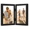 Americanflat Tri-Folding Picture Frame - Displays Two Photos at Once - Double Hinged Picture Frame - Shatter Resistant Glass - Tabletop Display Picture Frame - Black
